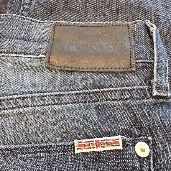HUDSON "Byron" Dark Wash Button Closure Distressed Jeans - Picture 8 of 10